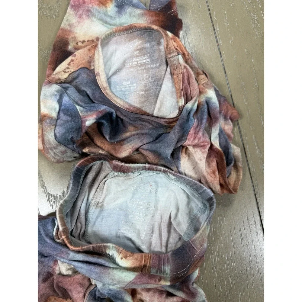 Kuggies Pajama Set Toddler Unisex‎ Size 3T Watercolor Bamboo Soft Sleepwear